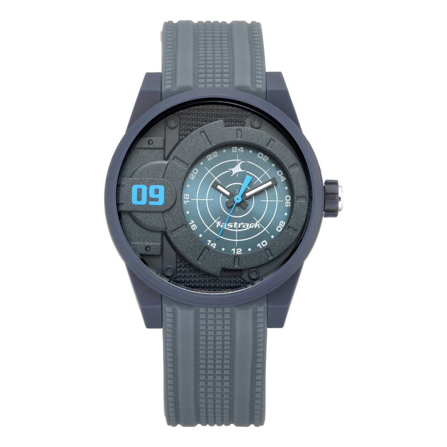 Fastrack Fashion Black Dial Grey Silicone Strap Analog Watch for Men