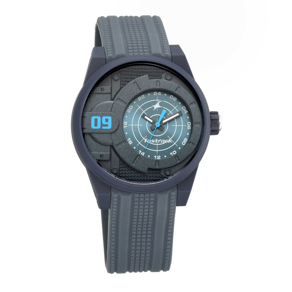 Fastrack Fashion Black Dial Grey Silicone Strap Analog Watch for Men
