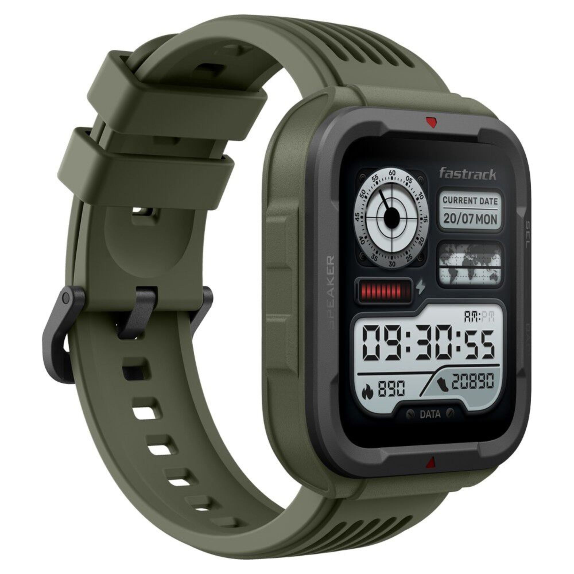Fastrack Active with 4.64 cm UltraVU HD Display and Functional Crown Rugged Smartwatch with SingleSync BT Calling