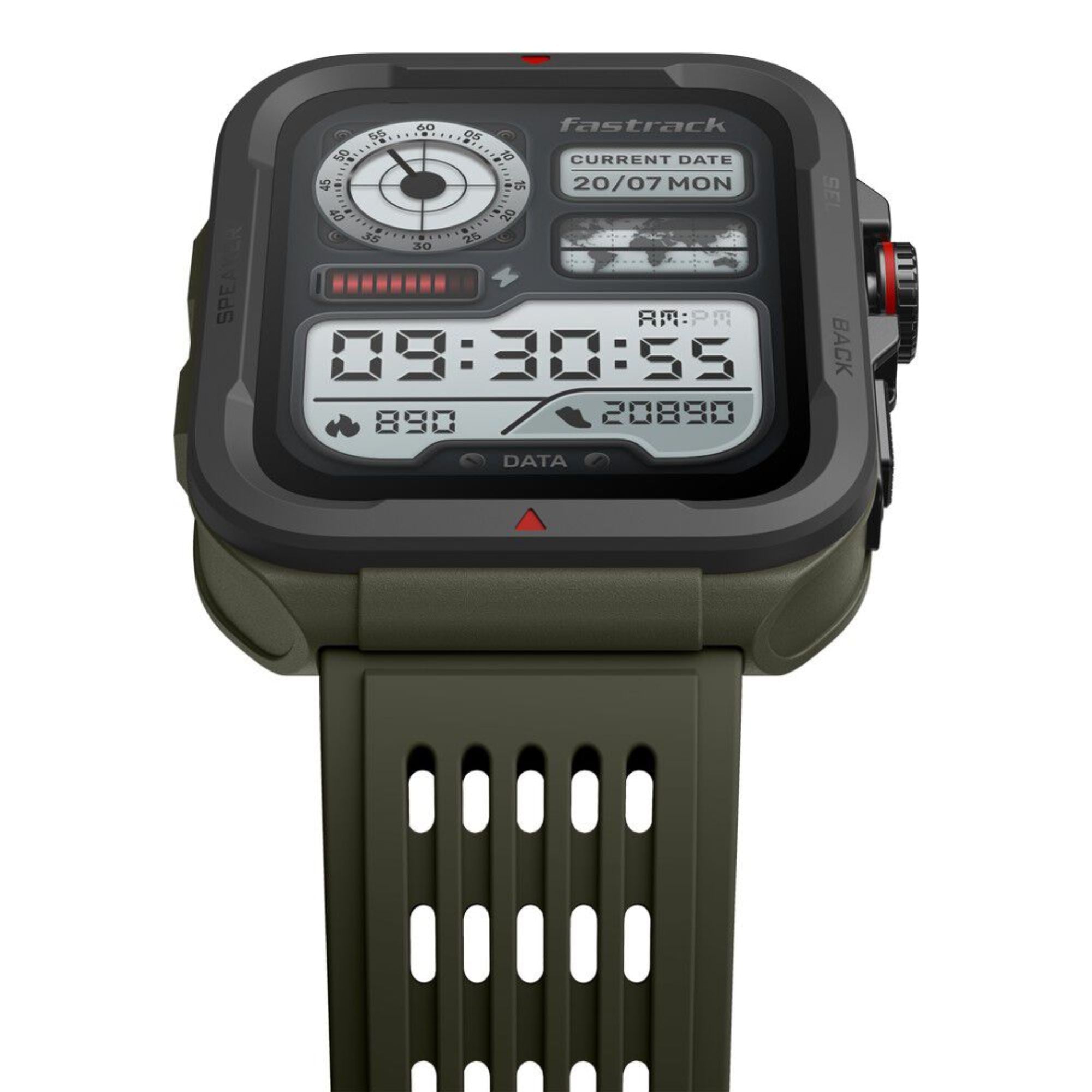 Fastrack Active with 4.64 cm UltraVU HD Display and Functional Crown Rugged Smartwatch with SingleSync BT Calling