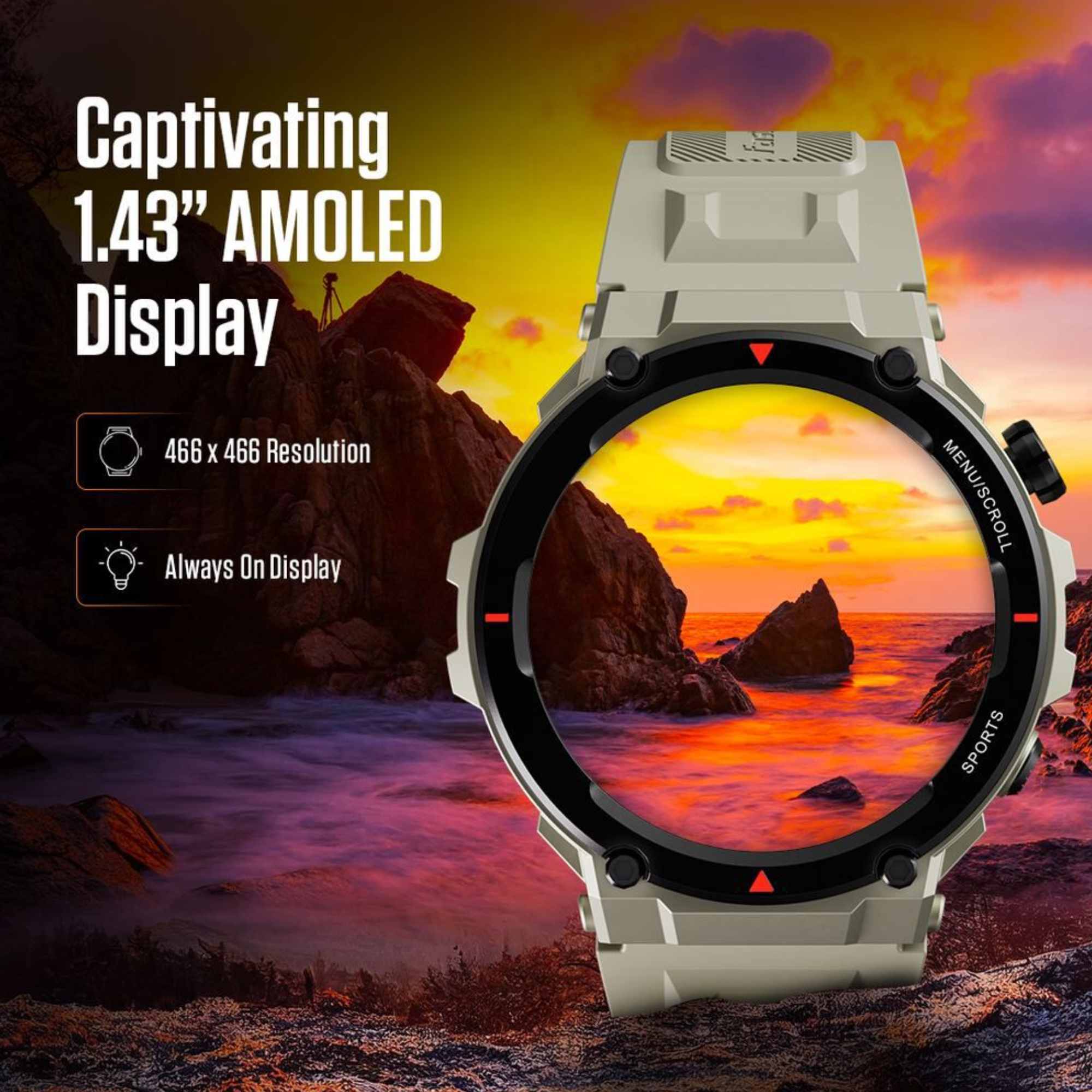 Fastrack Xtreme Pro with 3.6 cm AMOLED Display, Rugged Design, SingleSync BT Calling, Functional Crown with Blue Strap