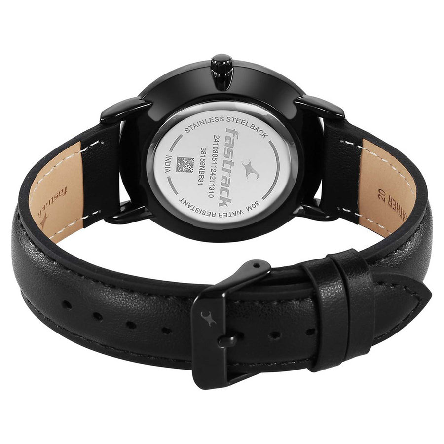 Fastrack Stunners Black Dial Leather Strap Analog Watch for Men