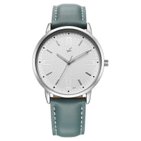 Fastrack Stunners Silver Dial Blue Leather Strap Analog Watch for Men