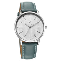 Fastrack Stunners Silver Dial Blue Leather Strap Analog Watch for Men