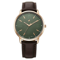 Fastrack Stunners Green Dial Brown Leather Strap Analog Watch for Men
