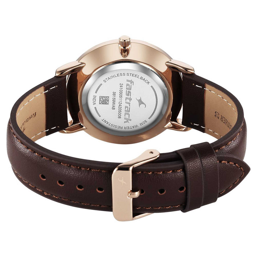 Fastrack Stunners Green Dial Brown Leather Strap Analog Watch for Men