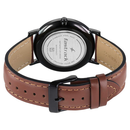 Fastrack Stunners Green Dial Brown Leather Strap Analog Watch for Men