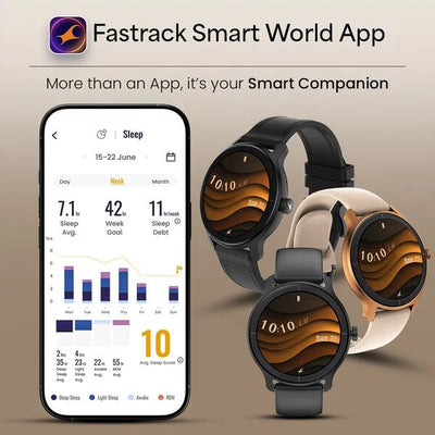 Fastrack Sleek Smartwatch 1.32" inch AMOLED Display, Sleek Design, Functional Crown, QR Hub, SpO2, HRM, IP68
