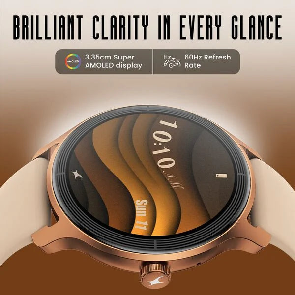 Fastrack Sleek Smartwatch 1.32" inch AMOLED Display, Sleek Design, Functional Crown, QR Hub, Multiple Menu Styles