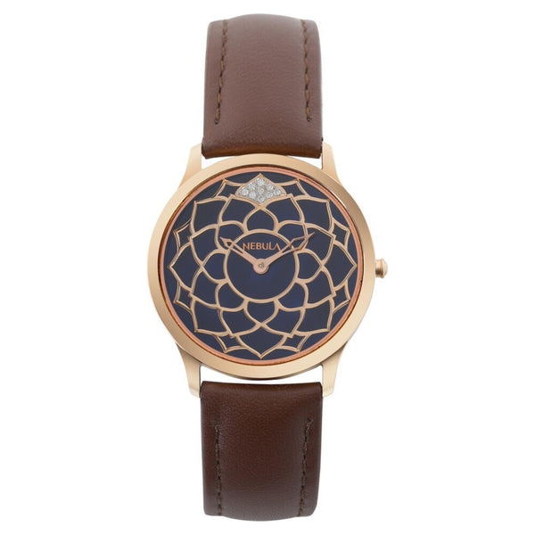 Titan Nebula Lotus Quartz Analog 18 Karat Solid Gold Watch for Women 5560DL01
