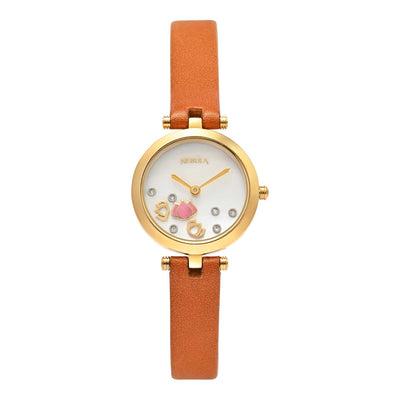 Titan Nebula Lotus Quartz Analog 18 Karat Solid Gold Watch for Women 5561DL01