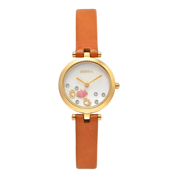 Titan Nebula Lotus Quartz Analog 18 Karat Solid Gold Watch for Women 5561DL01