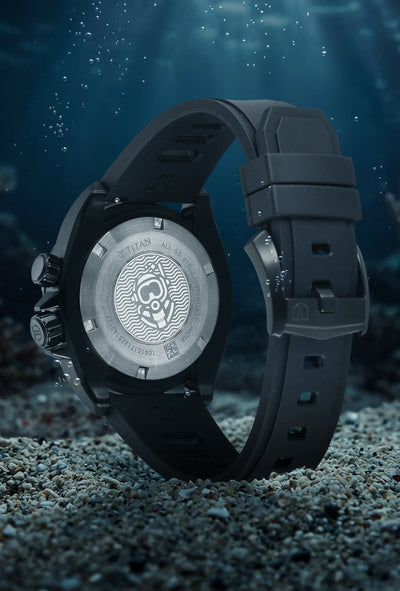 Titan Zero Hour Diver's Black Dial FKM Strap Watch