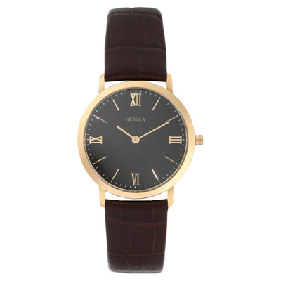 Titan Nebula Vintage 18k Gold Analog Leather Strap Watch For Men