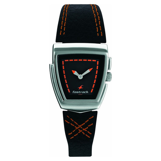 Fastrack Denim Quartz Analog Black Dial Leather Strap Watch for Girls