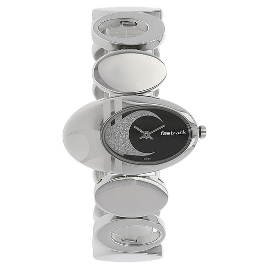 Fastrack Quartz Analog Black Dial Metal Strap Watch for Girls