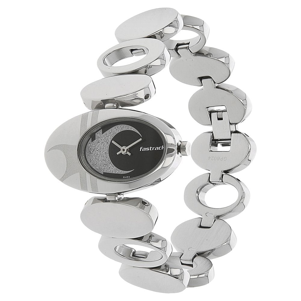 Fastrack Quartz Analog Black Dial Metal Strap Watch for Girls