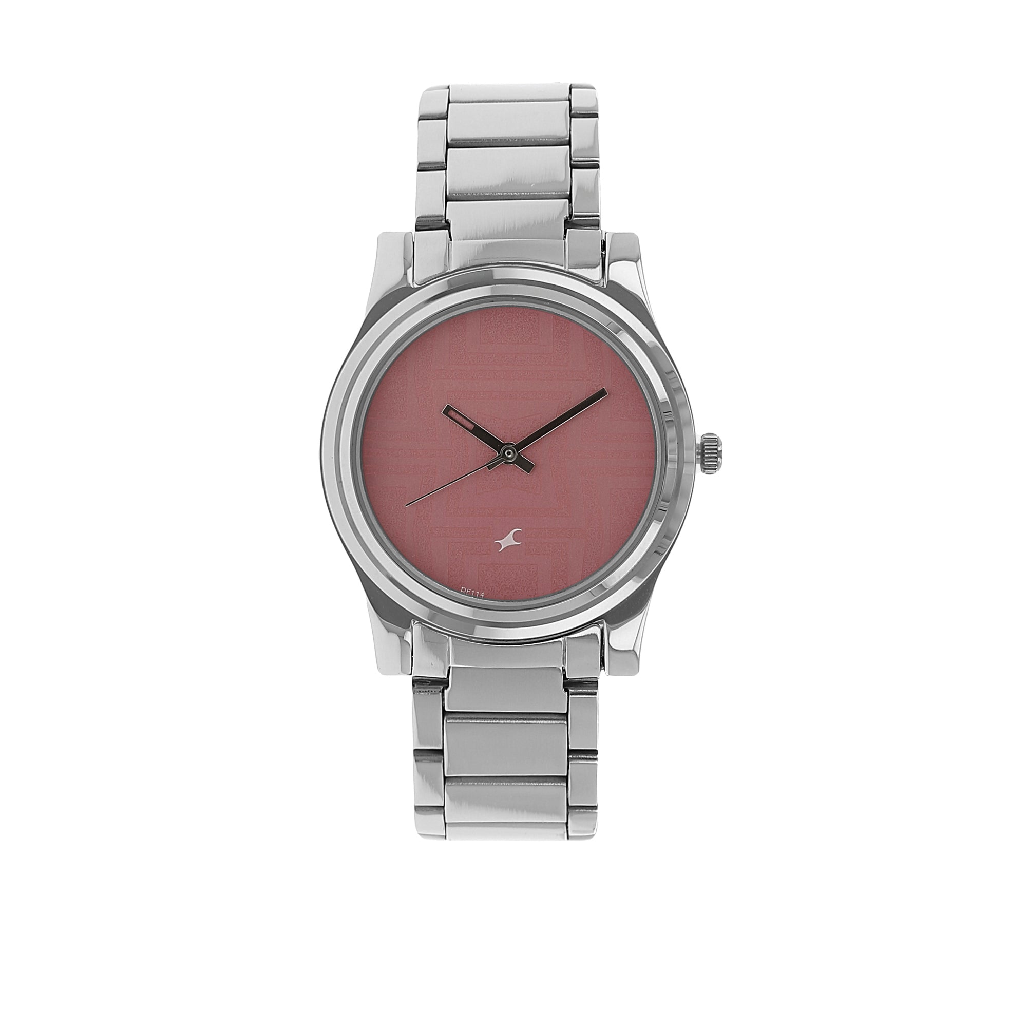 Fastrack Quartz Analog Pink Dial Stainless Steel Strap Watch for Girls