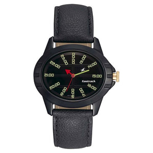 Fastrack Quartz Analog Black Dial Leather Strap Watch for Girls