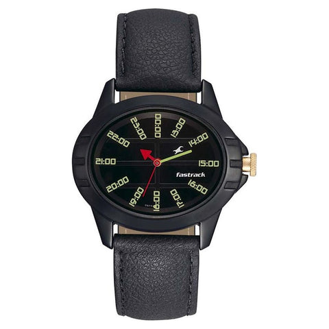 Fastrack Quartz Analog Black Dial Leather Strap Watch for Girls