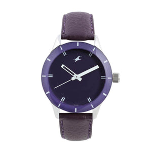 Fastrack Quartz Analog Purple Dial Leather Strap Watch for Girls