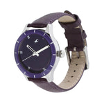 Fastrack Quartz Analog Purple Dial Leather Strap Watch for Girls