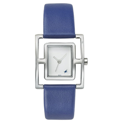 Fastrack Quartz Analog White Dial Leather Strap Watch for Girls