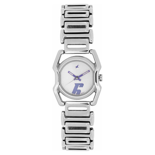 Fastrack Quartz Analog Silver Dial Metal Strap Watch for Girls