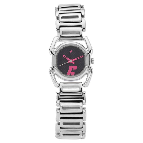 Fastrack Quartz Analog Black Dial Metal Strap Watch for Girls
