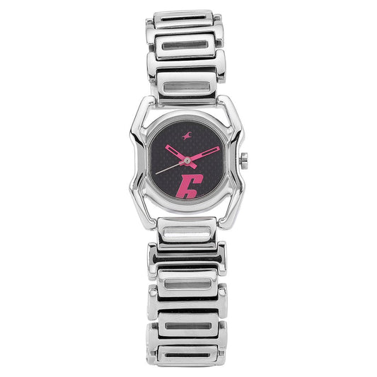 Fastrack Quartz Analog Black Dial Metal Strap Watch for Girls