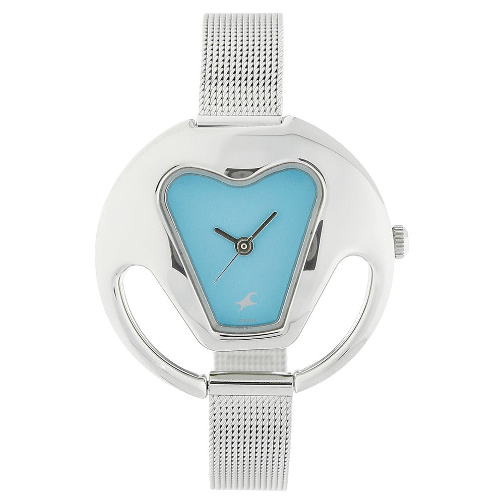 Fastrack Quartz Analog Blue Dial Stainless Steel Strap Watch for Girls