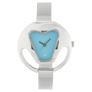 Fastrack Quartz Analog Blue Dial Stainless Steel Strap Watch for Girls