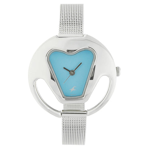 Fastrack Quartz Analog Blue Dial Stainless Steel Strap Watch for Girls