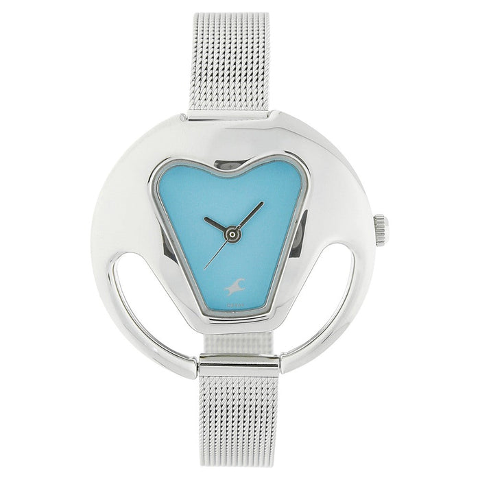 Fastrack Quartz Analog Blue Dial Stainless Steel Strap Watch for Girls