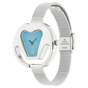 Fastrack Quartz Analog Blue Dial Stainless Steel Strap Watch for Girls