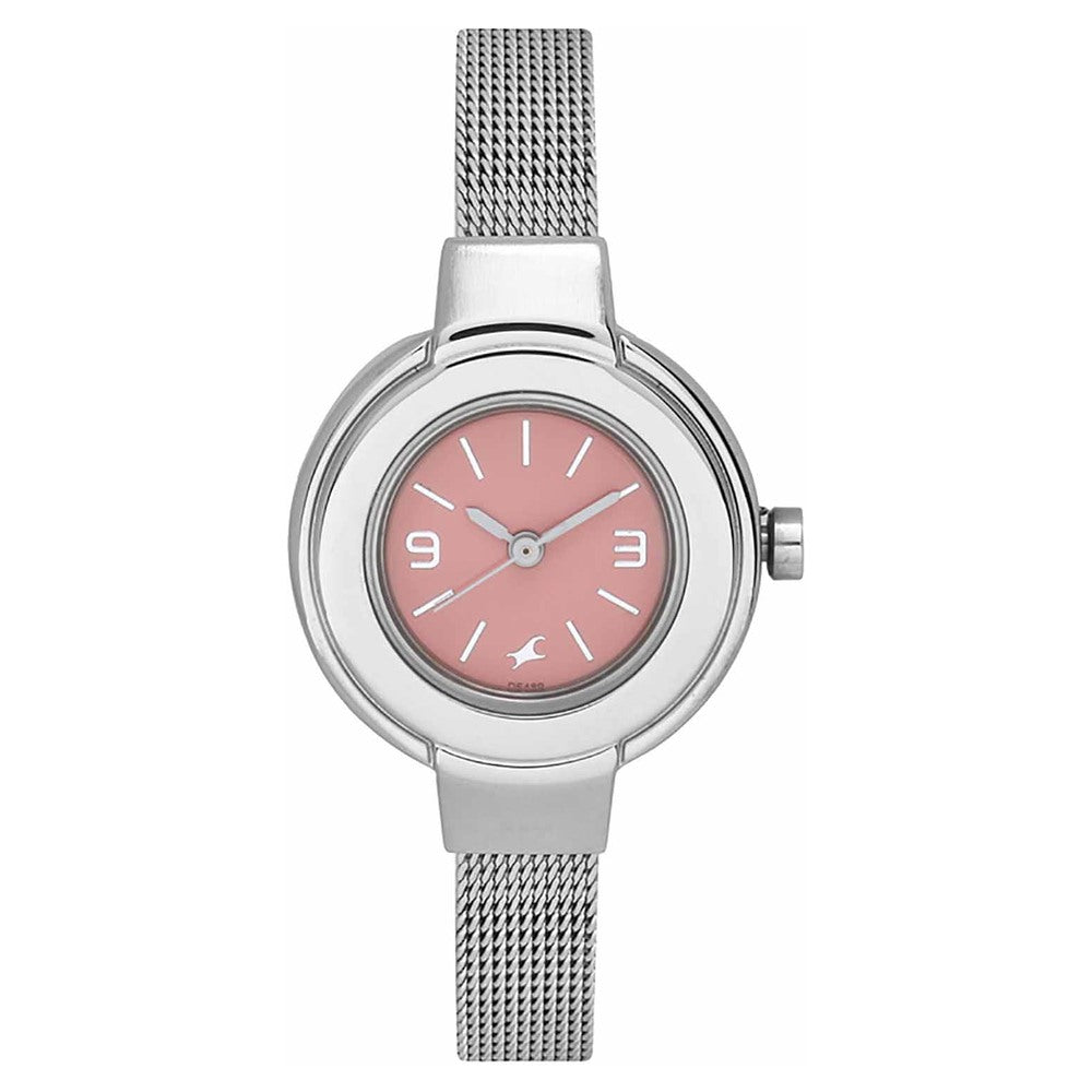 Fastrack Quartz Analog Brown Dial Stainless Steel Strap Watch for Girls