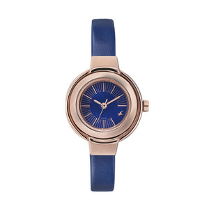 Fastrack Quartz Analog Blue Dial Leather Strap Watch for Girls
