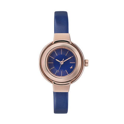 Fastrack Quartz Analog Blue Dial Leather Strap Watch for Girls