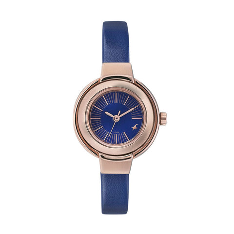 Fastrack Quartz Analog Blue Dial Leather Strap Watch for Girls