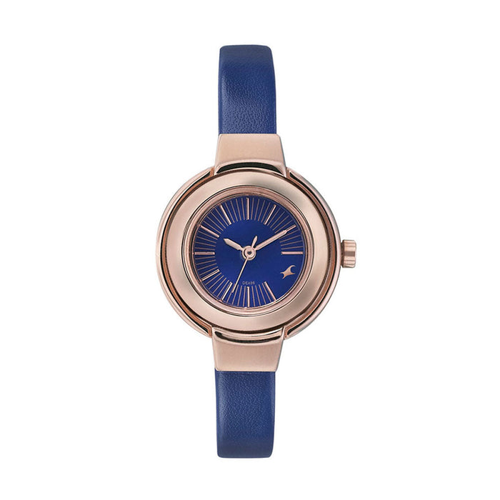Fastrack Quartz Analog Blue Dial Leather Strap Watch for Girls