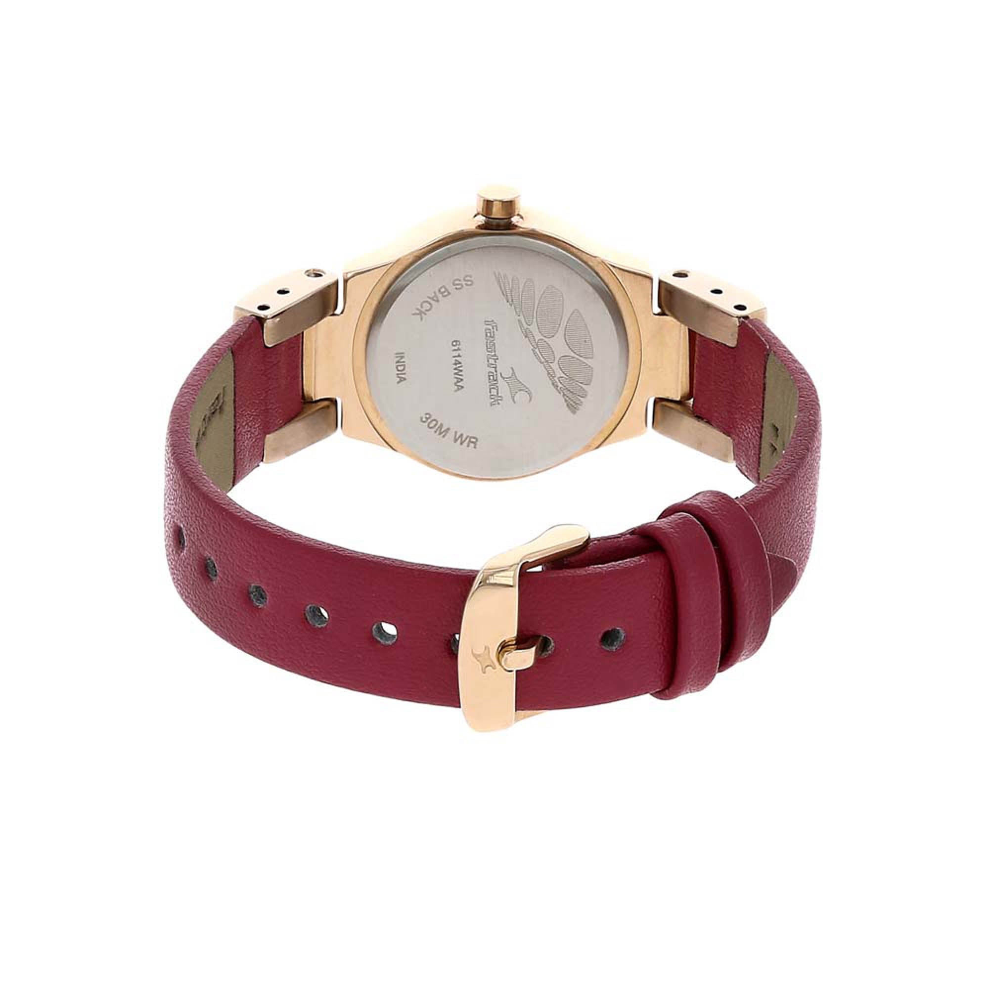 Fastrack Quartz Analog Silver Dial Leather Strap Watch for Girls