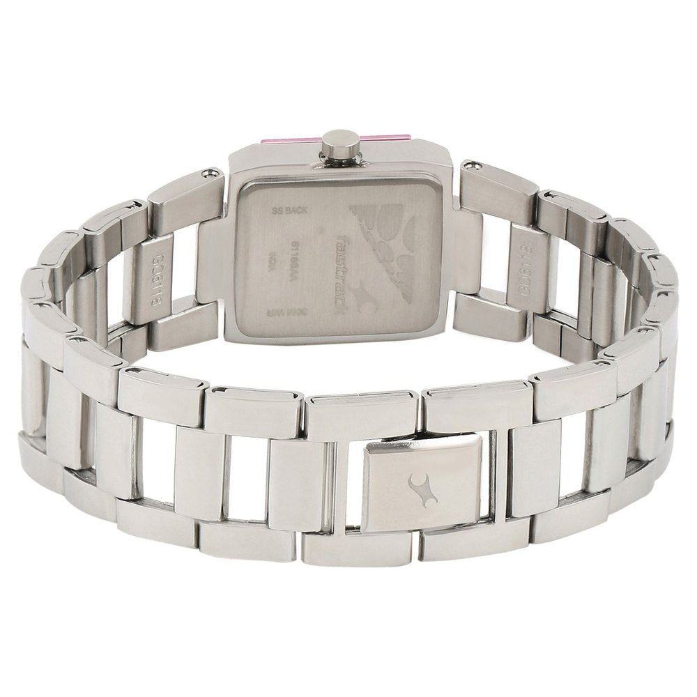 Fastrack Quartz Analog Black Dial Stainless Steel Strap Watch for Girls