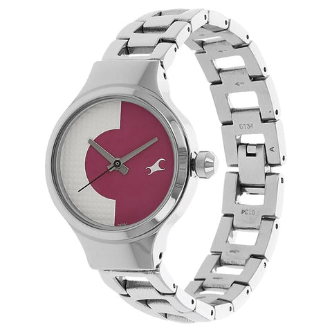 Fastrack Quartz Analog Bicolour Dial Metal Strap Watch for Girls