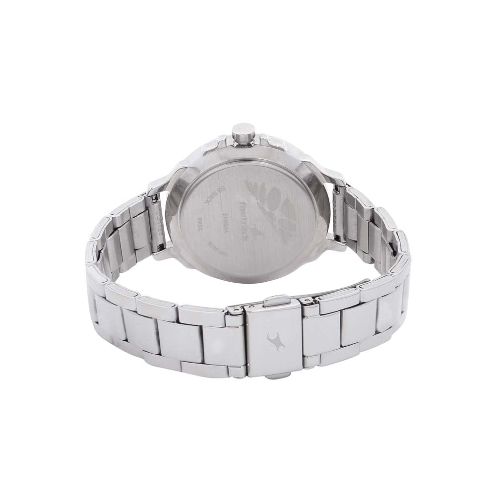 Fastrack Quartz Analog Orange Dial Stainless Steel Strap Watch for Girls