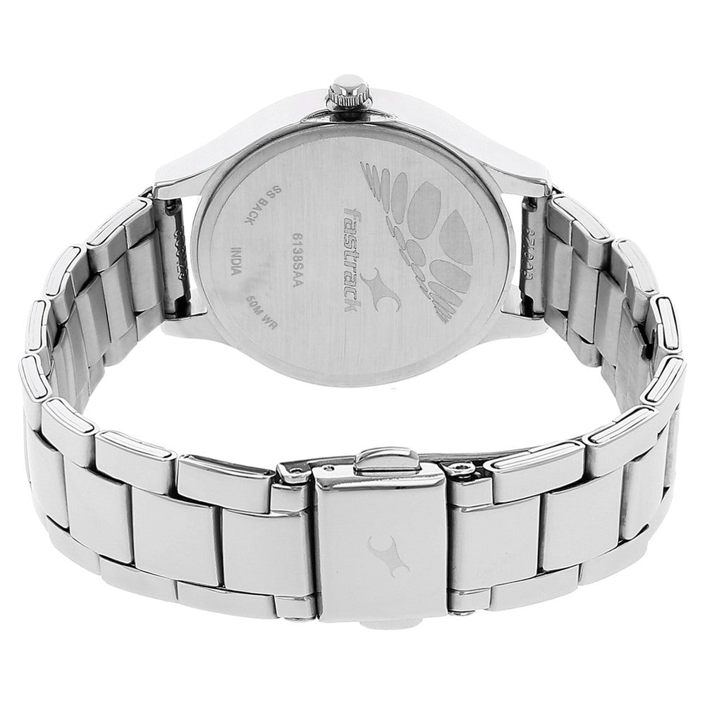 Fastrack Urgent Clementine Quartz Analog Orange Dial Stainless Steel Strap Watch for Girls