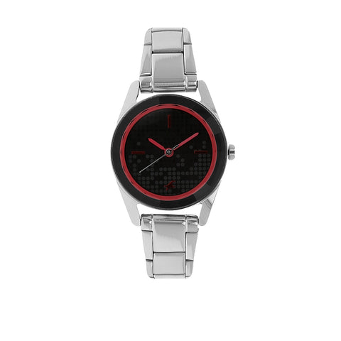 Fastrack Quartz Analog Black Dial Stainless Steel Strap Watch for Girls