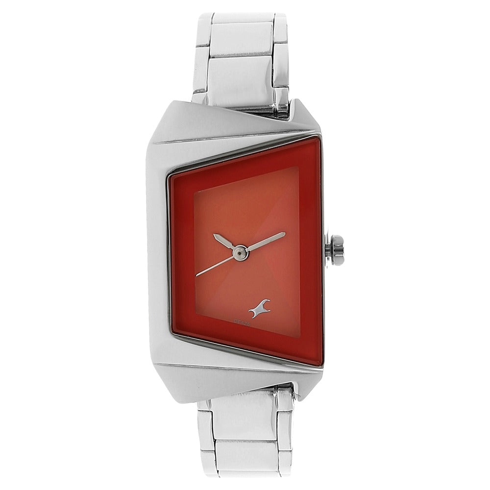 Fastrack Quartz Analog Pink Dial Stainless Steel Strap Watch for Girls