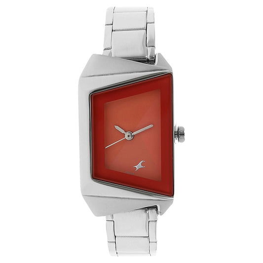 Fastrack Quartz Analog Pink Dial Stainless Steel Strap Watch for Girls