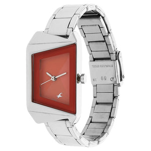 Fastrack Quartz Analog Pink Dial Stainless Steel Strap Watch for Girls