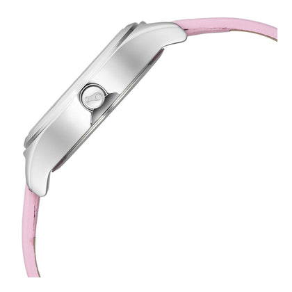 Fastrack Silver Dial Pink Leather Strap Analog Watch for Women
